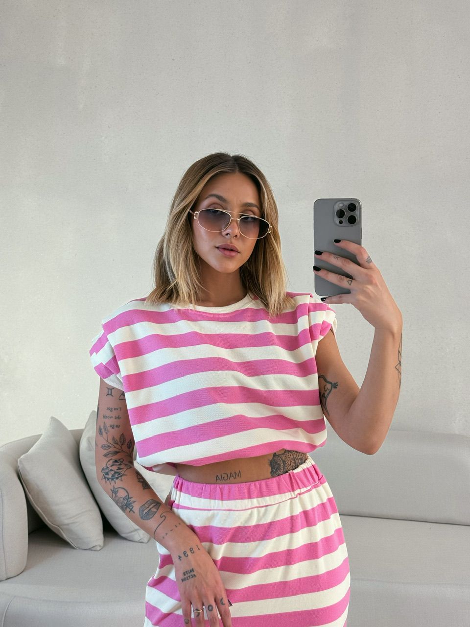 BLUSA LUNA LISTRAS Rosa