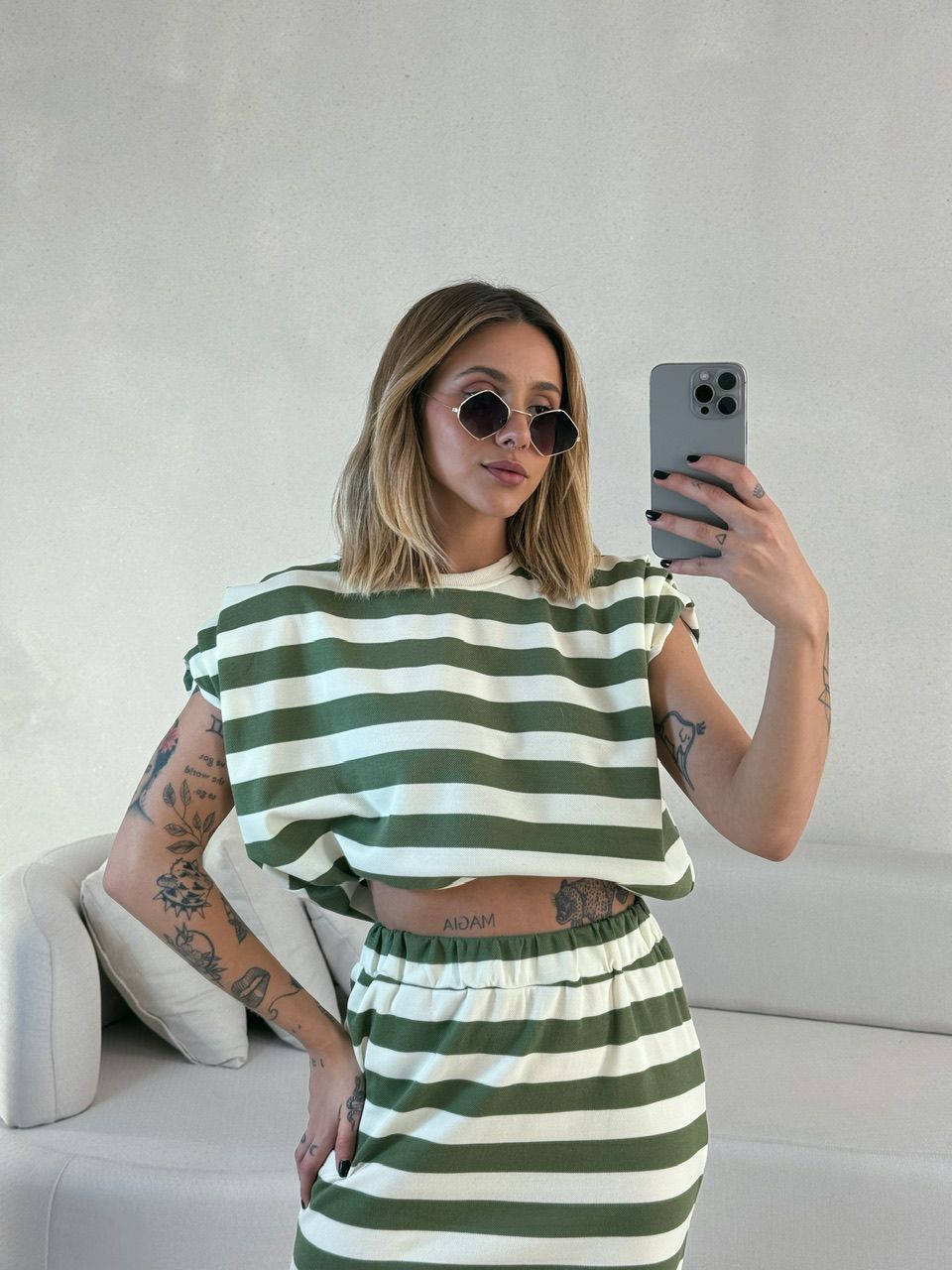 BLUSA LUNA LISTRAS verde