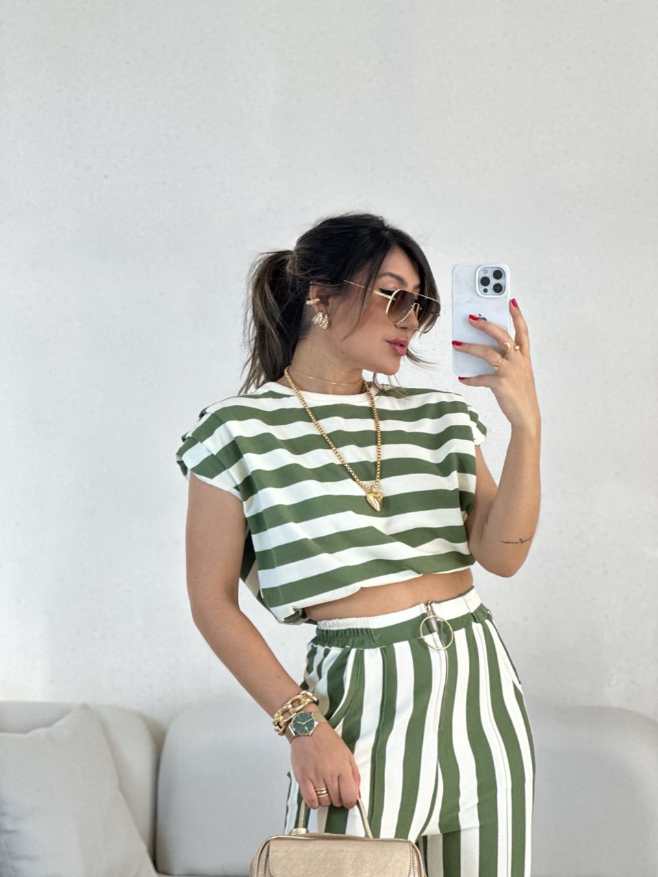 BLUSA LUNA LISTRAS verde