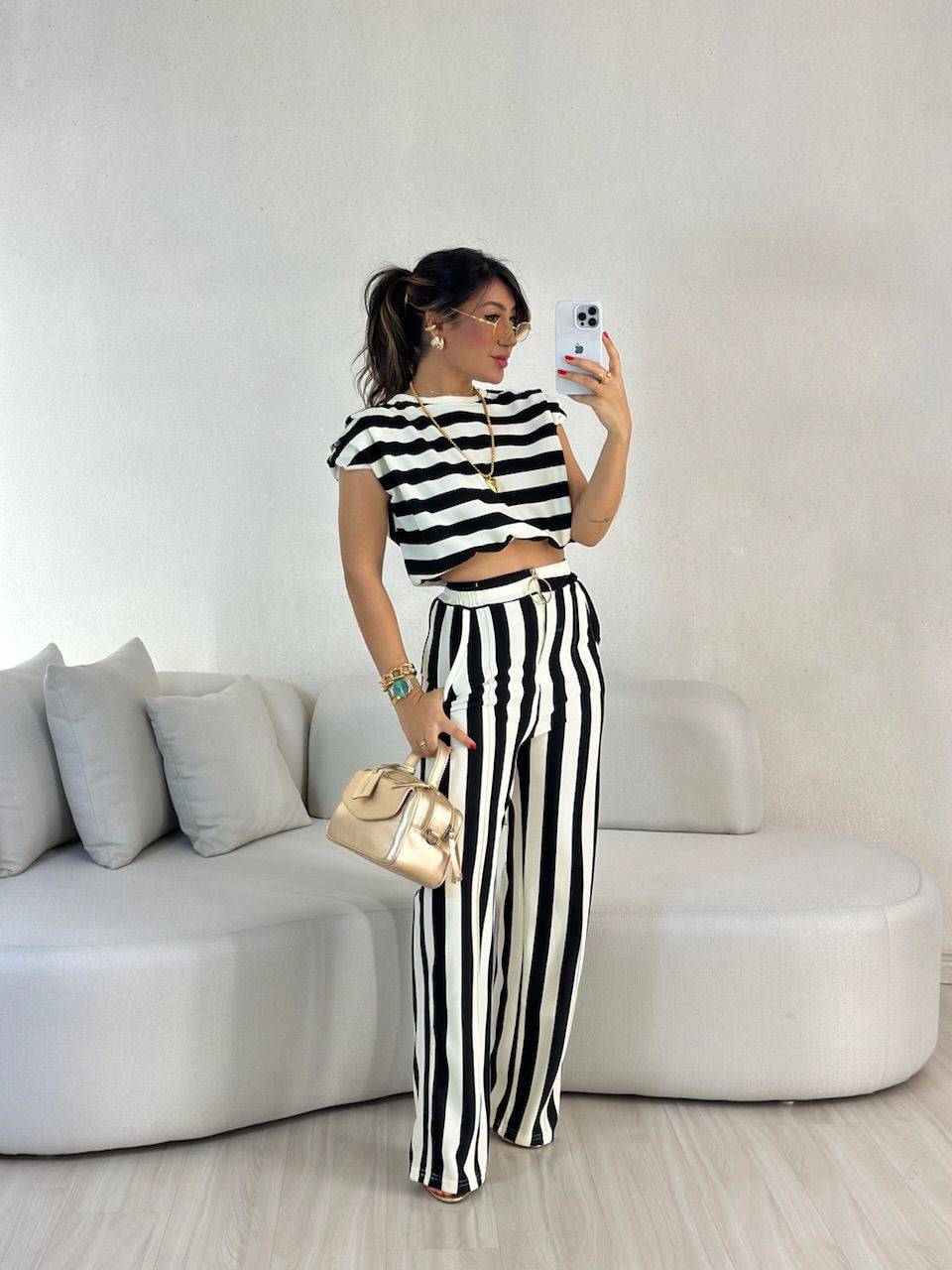 CALÇA ISABELA LISTRAS PRETA