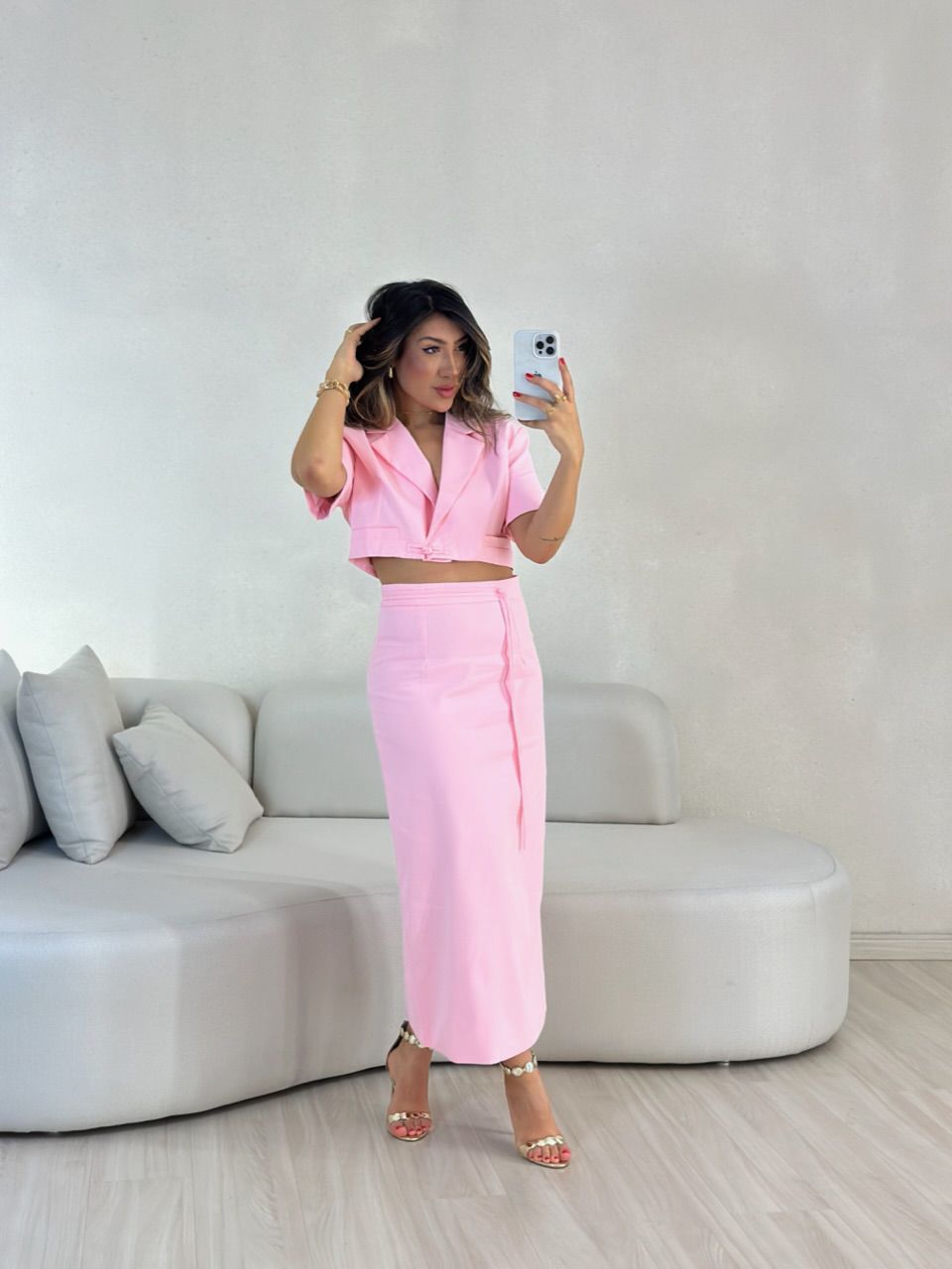 CONJUNTO KIARA SAIA ROSA BALÉ - 0056040381 - CAROLLA FERRARO