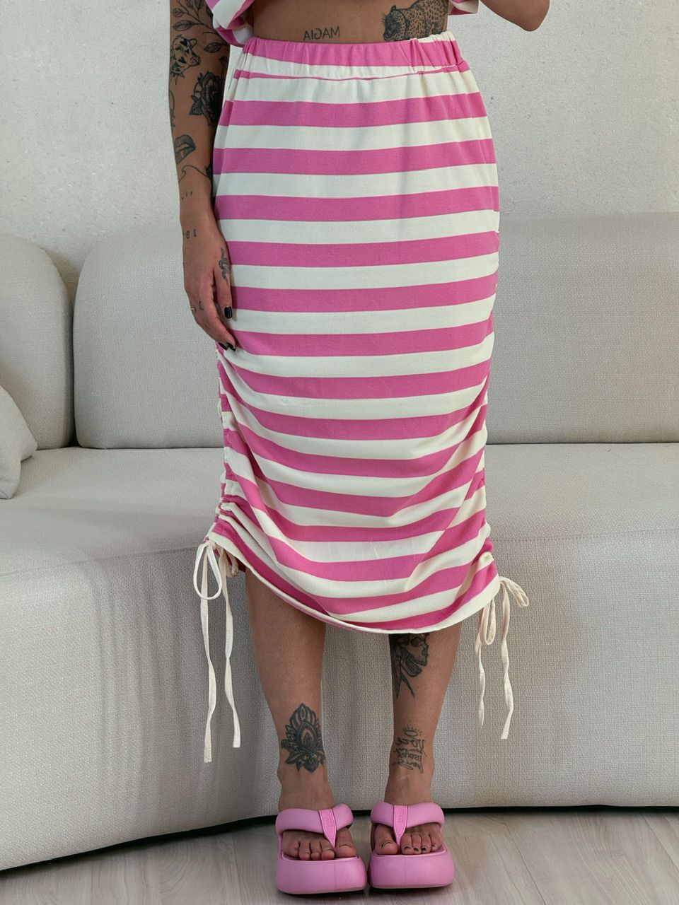 SAIA LETÍCIA MIDI LISTRAS Rosa