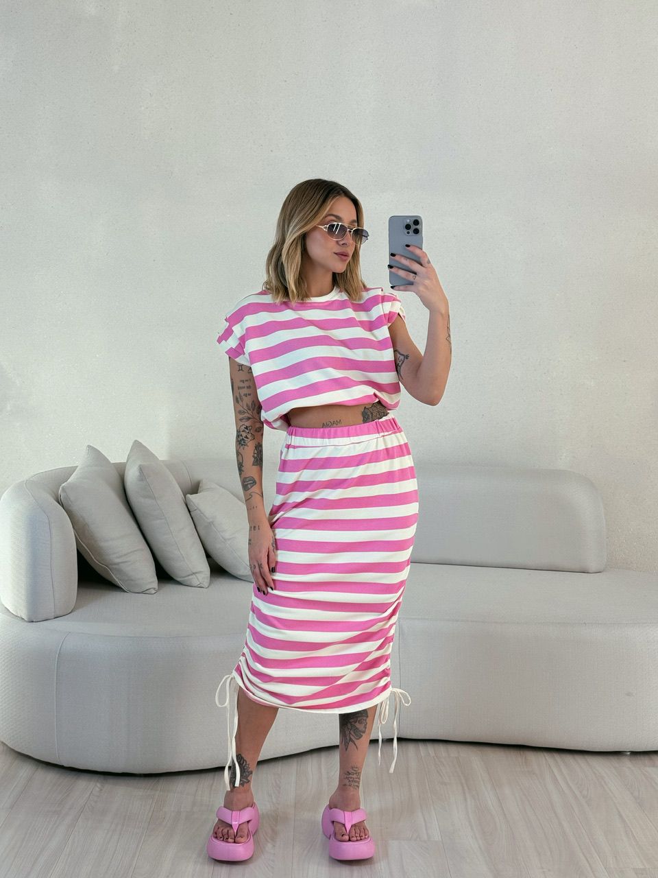 SAIA LETÍCIA MIDI LISTRAS Rosa