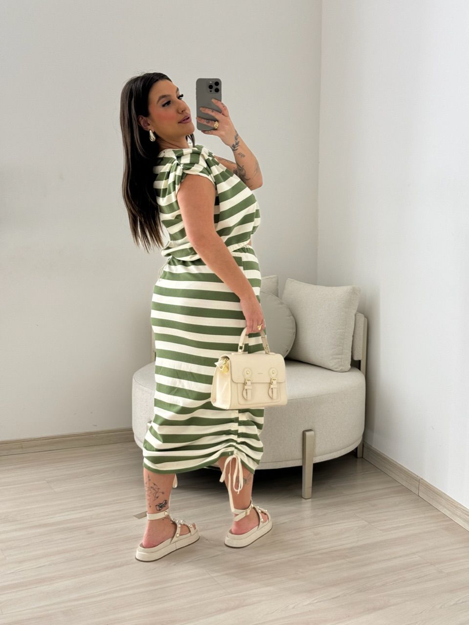 SAIA LETÍCIA MIDI LISTRAS verde