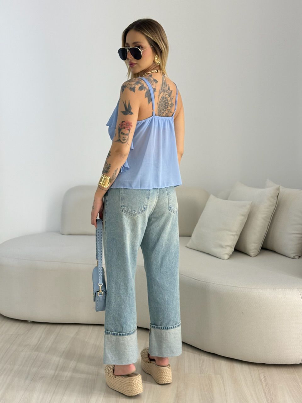 BLUSA TATA BABADO AZUL