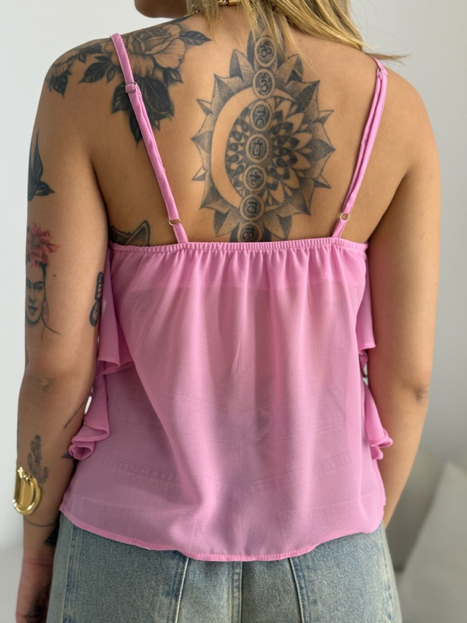 BLUSA TATA BABADO ROSA CHICLETE
