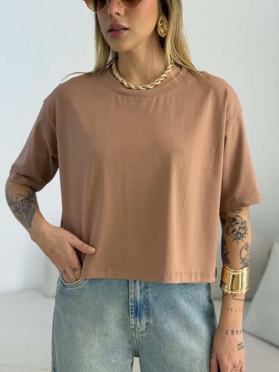 CROPPED TANIA ALGODÃO CAPUCCINO 