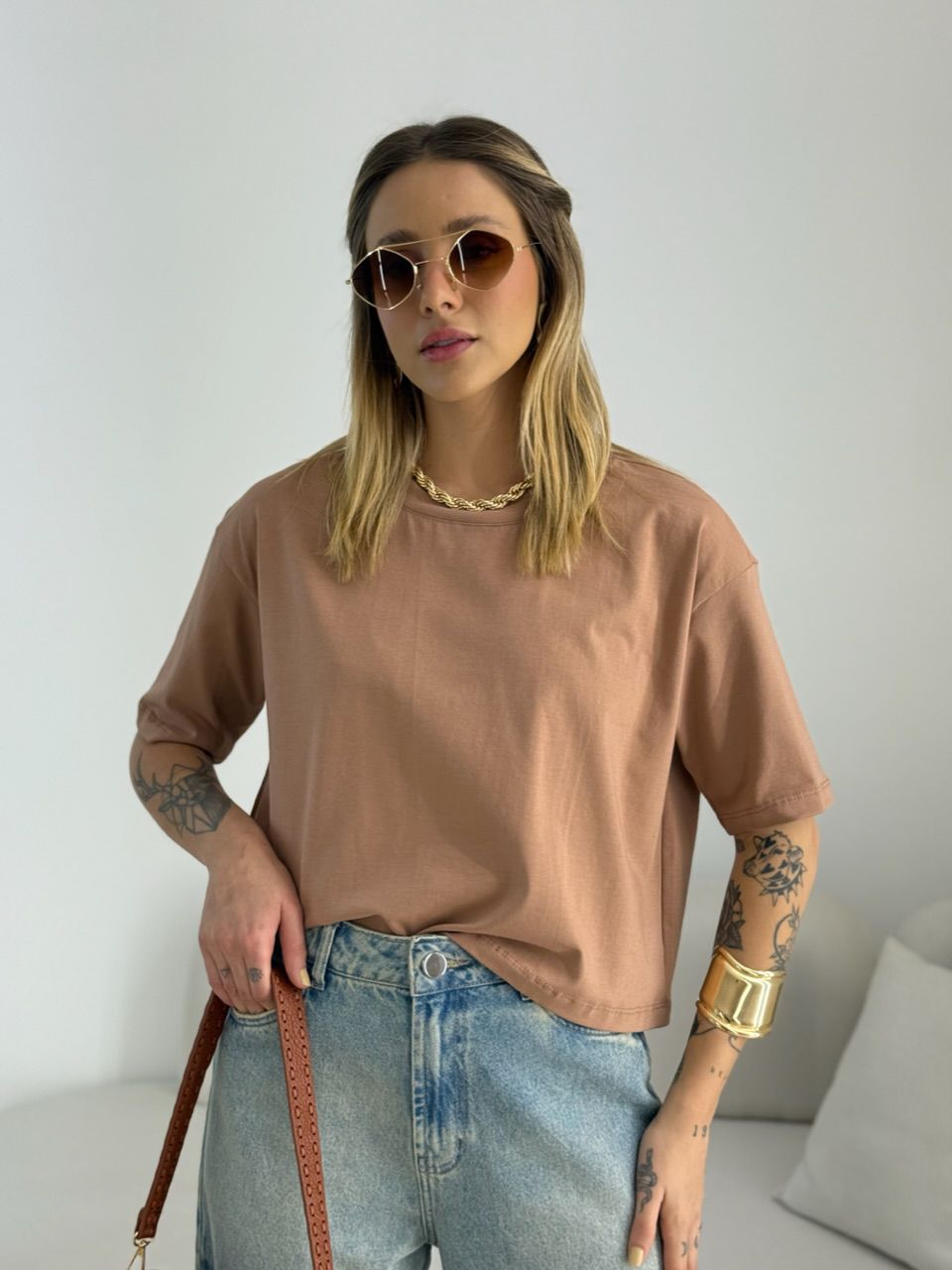 CROPPED TANIA ALGODÃO CAPUCCINO 
