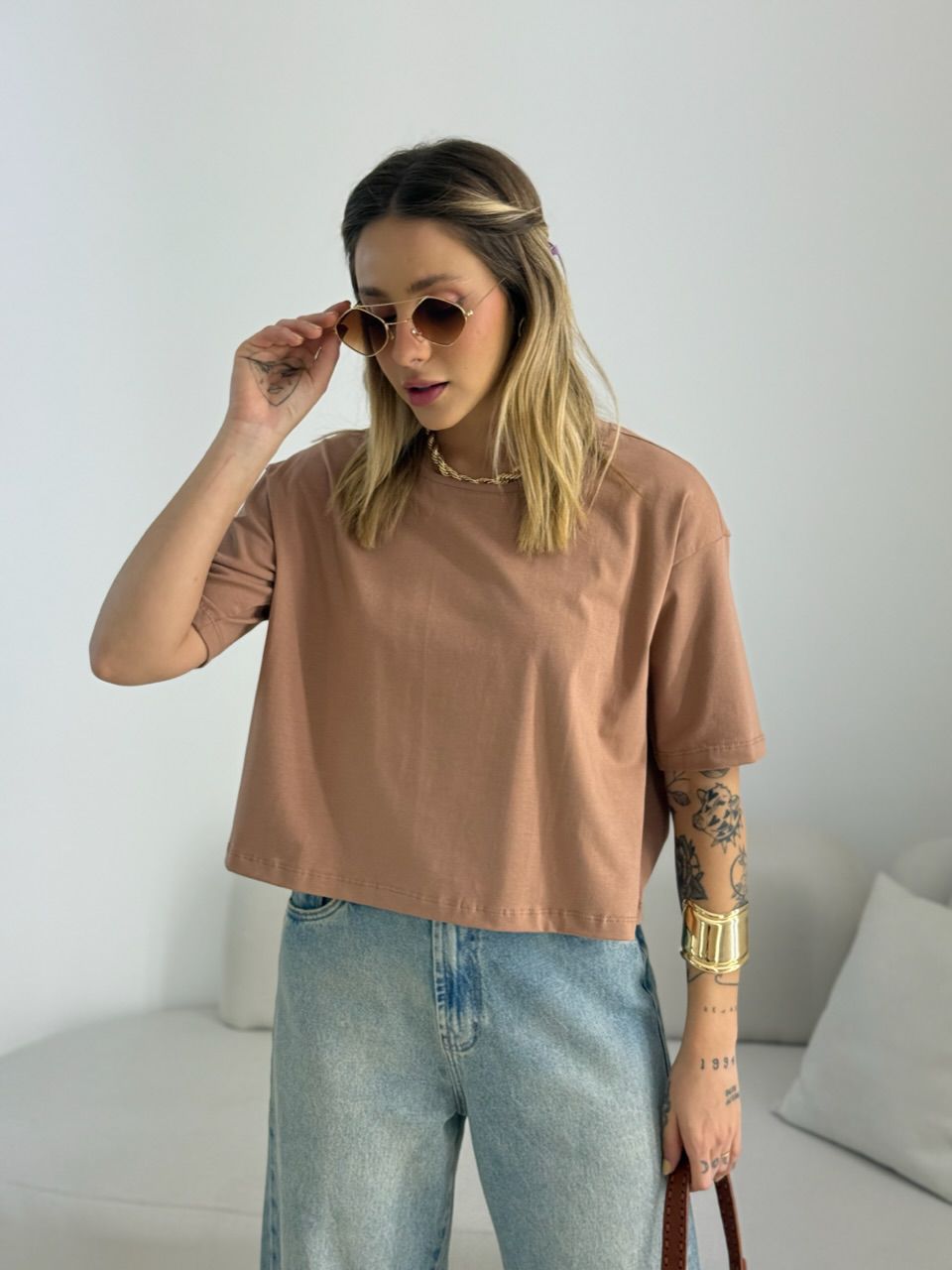 CROPPED TANIA ALGODÃO CAPUCCINO 