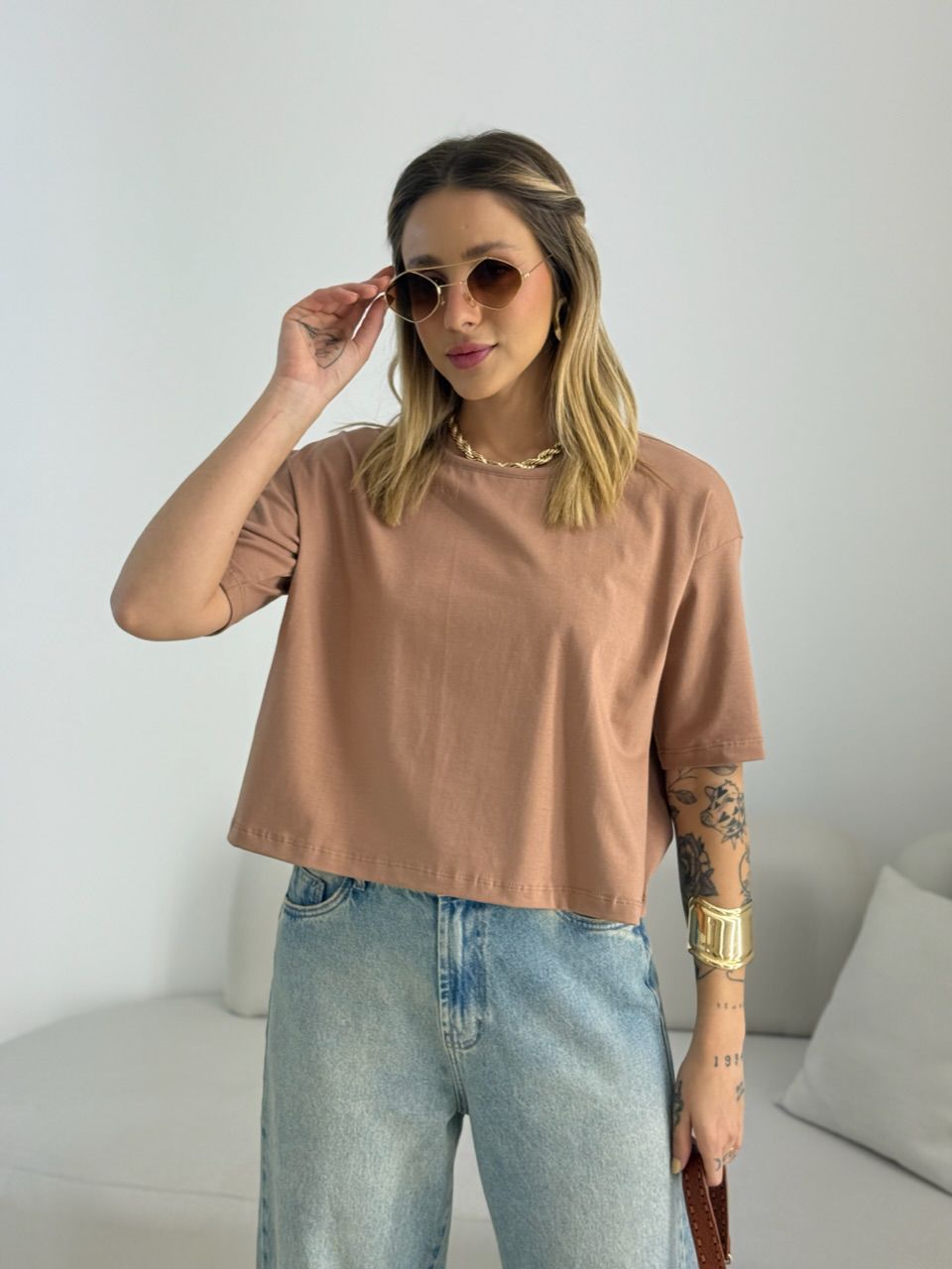 CROPPED TANIA ALGODÃO CAPUCCINO 