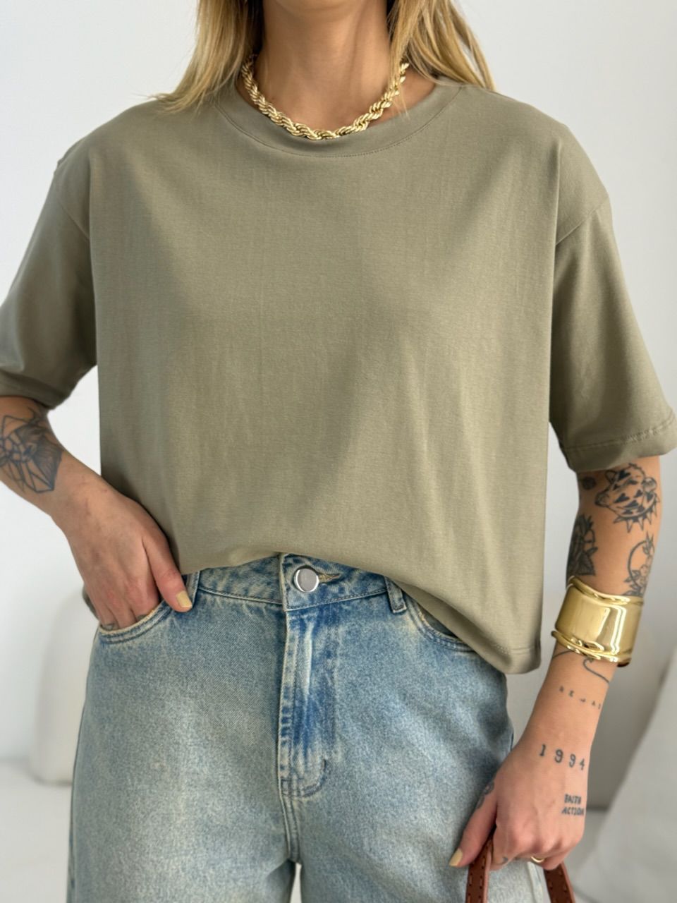 CROPPED TANIA ALGODÃO CAQUI