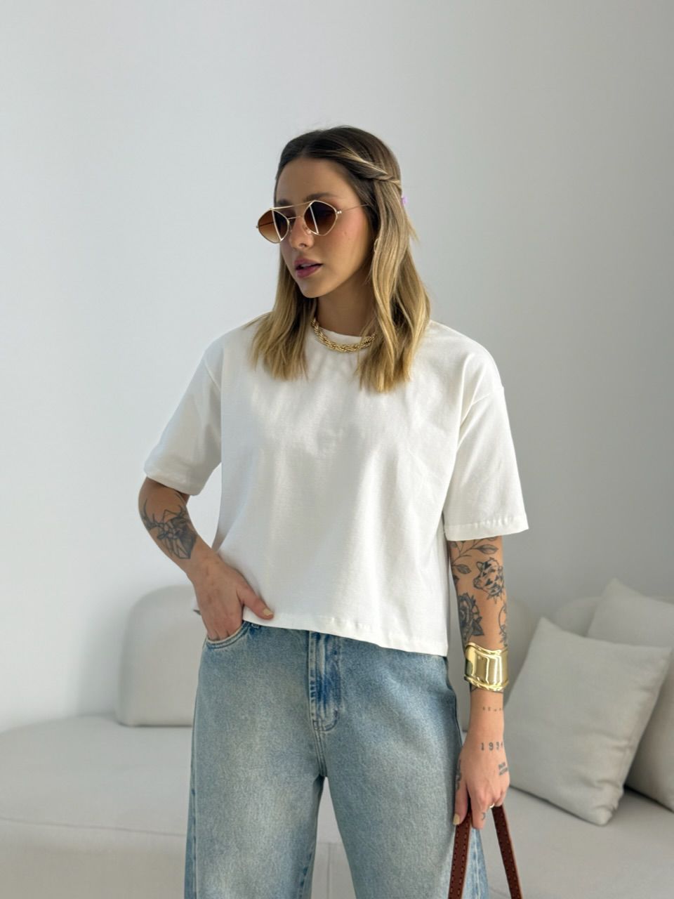 CROPPED TANIA ALGODÃO MARFIM