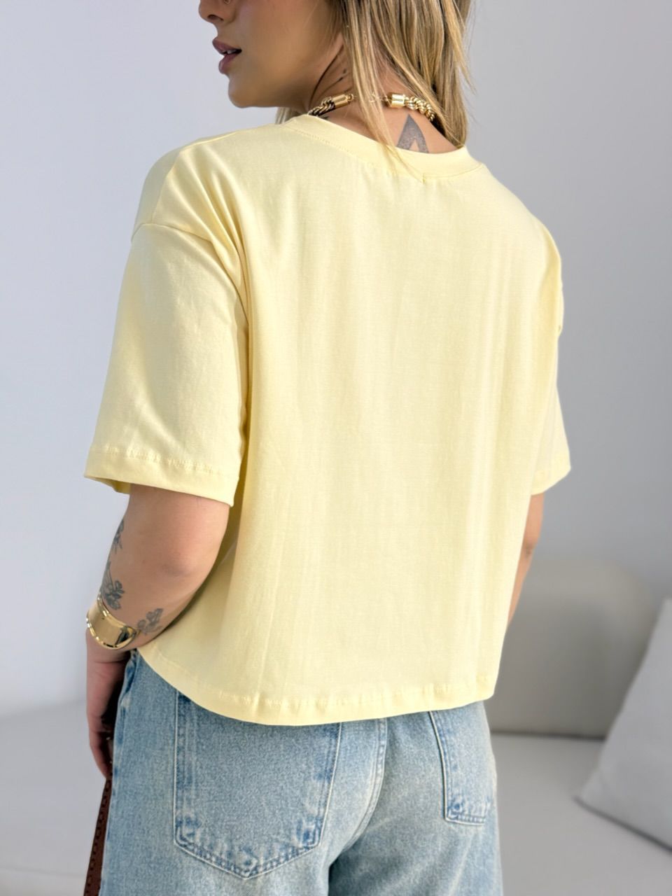 CROPPED TANIA ALGODÃO YELLOW BUTTER