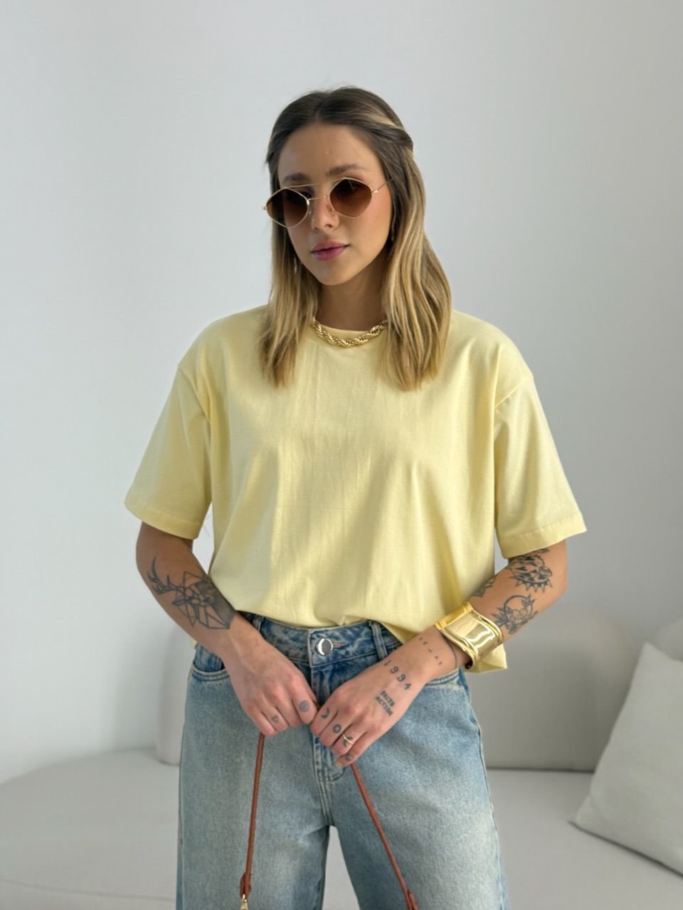 CROPPED TANIA ALGODÃO YELLOW BUTTER