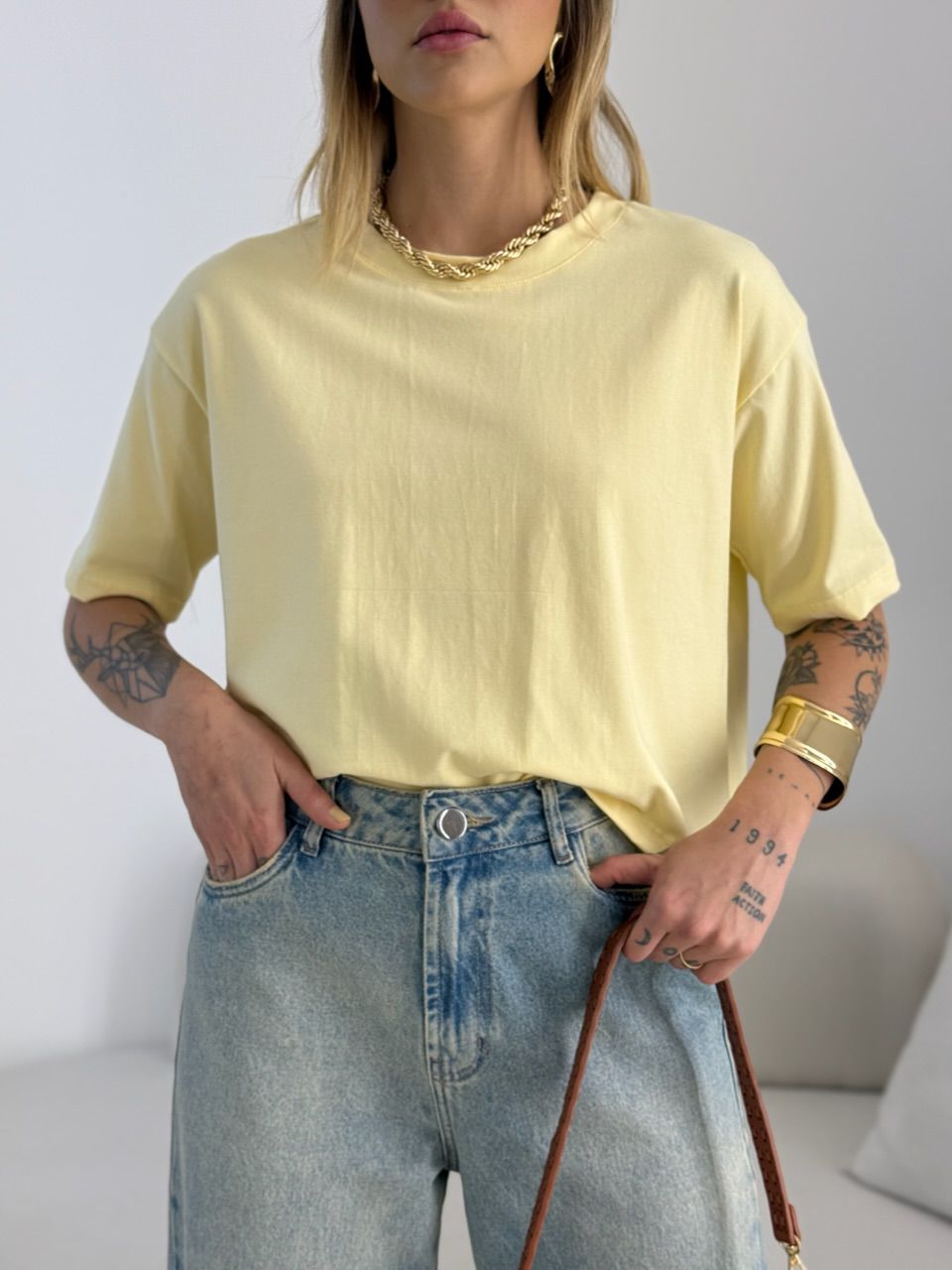 CROPPED TANIA ALGODÃO YELLOW BUTTER