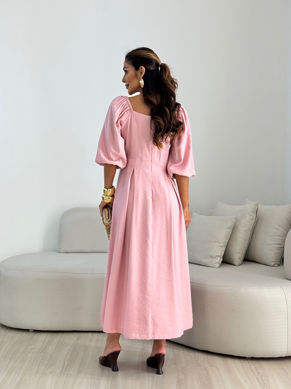 VESTIDO AMORA MANGA BUFANTE ROSÊ