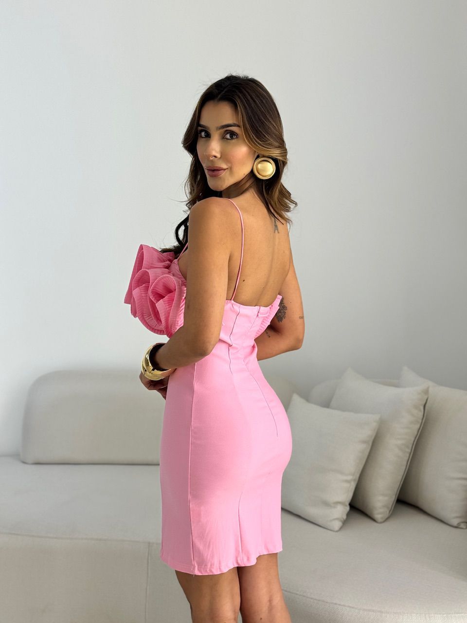 VESTIDO LINA ALÇA ROSA