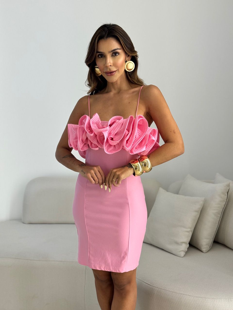 VESTIDO LINA ALÇA ROSA