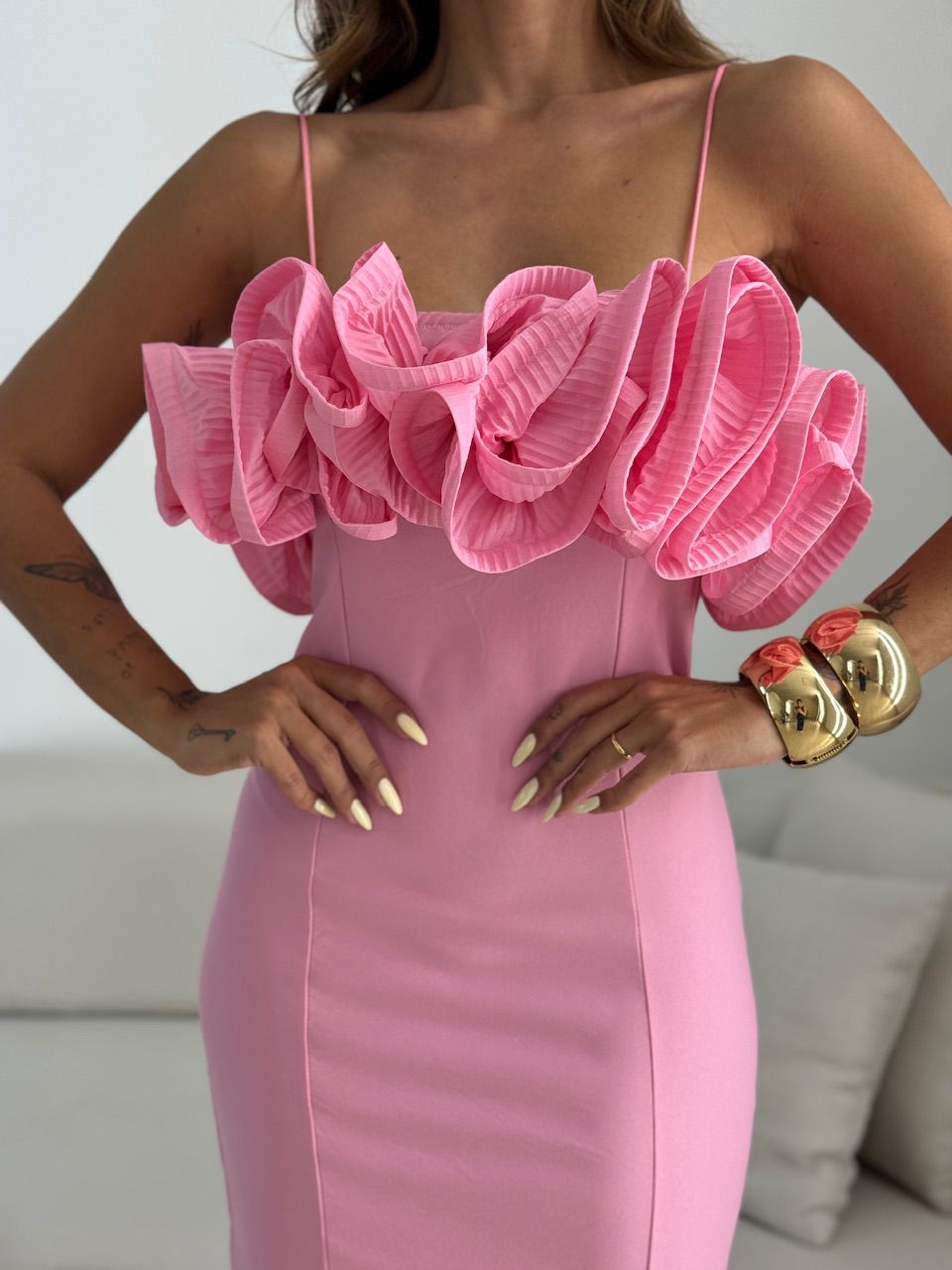 VESTIDO LINA ALÇA ROSA