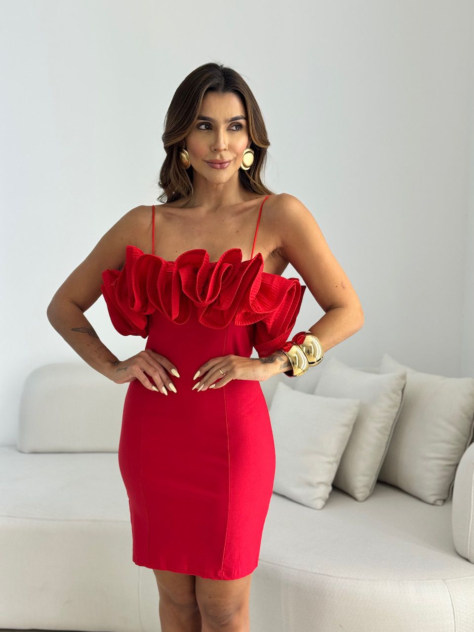 VESTIDO LINA ALÇA VERMELHO