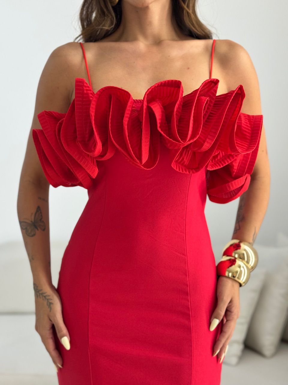 VESTIDO LINA ALÇA VERMELHO