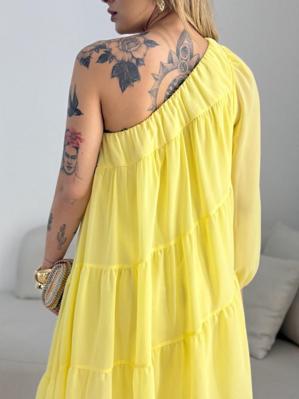 VESTIDO LOLA NULA MANGA AMARELO
