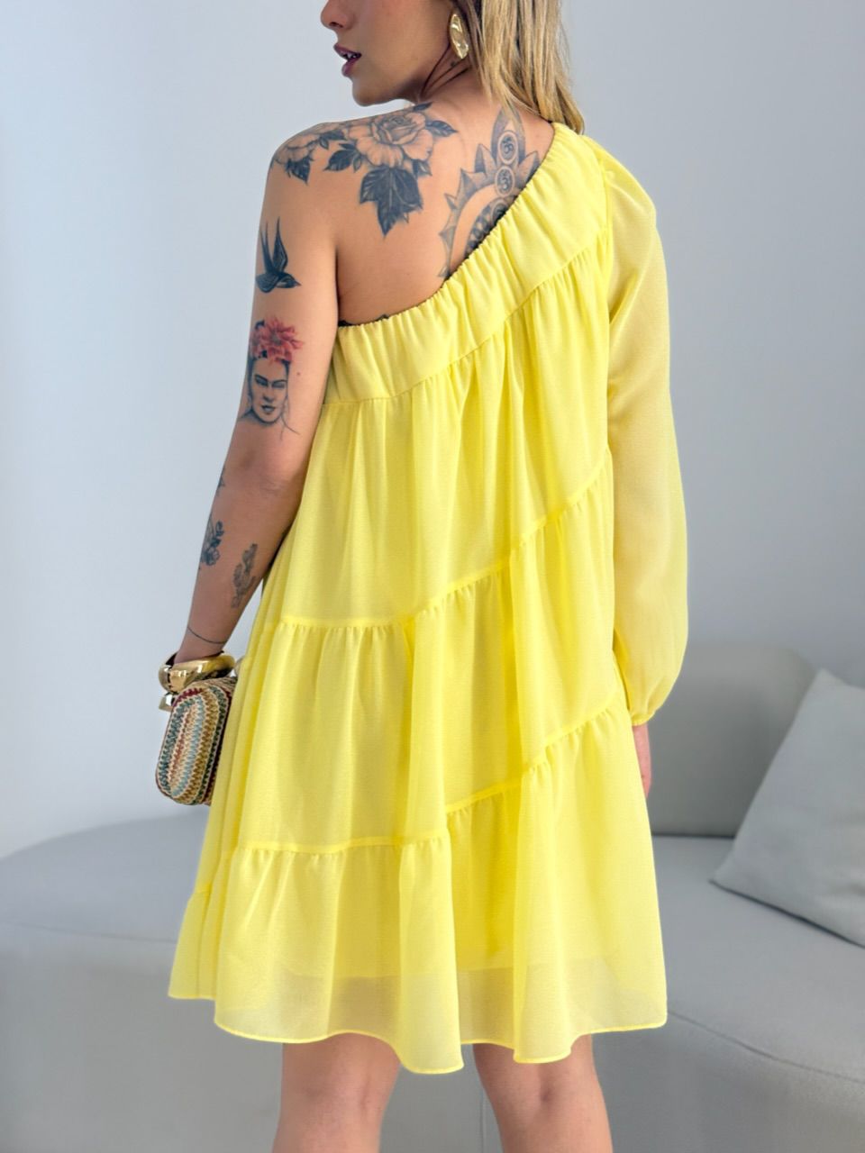 VESTIDO LOLA NULA MANGA AMARELO