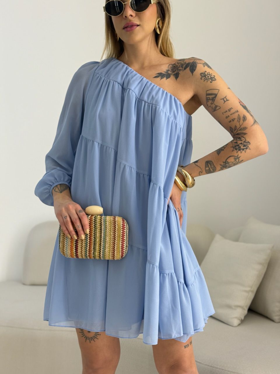 VESTIDO LOLA NULA MANGA AZUL