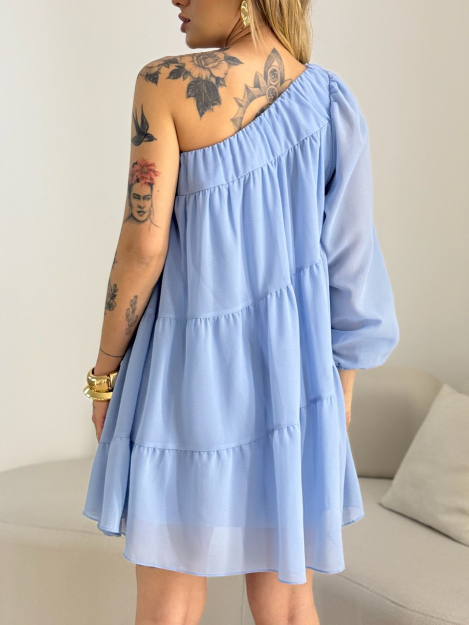 VESTIDO LOLA NULA MANGA AZUL