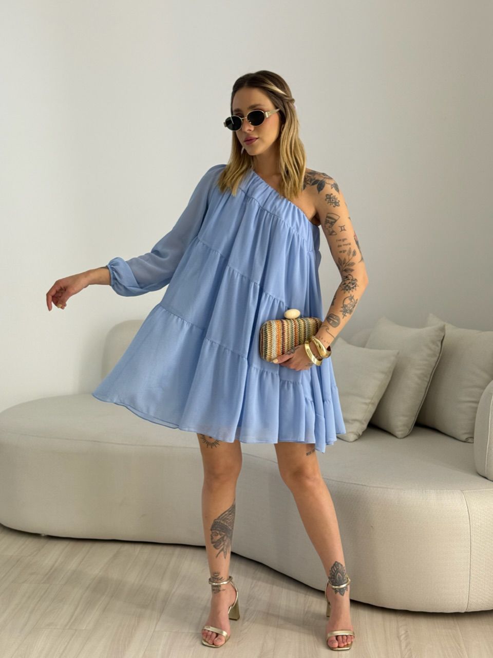 VESTIDO LOLA NULA MANGA AZUL
