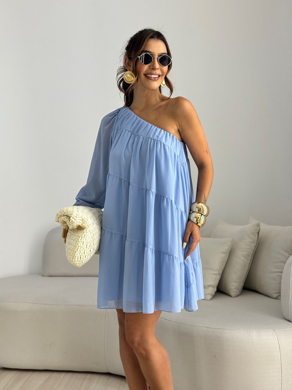 VESTIDO LOLA NULA MANGA AZUL