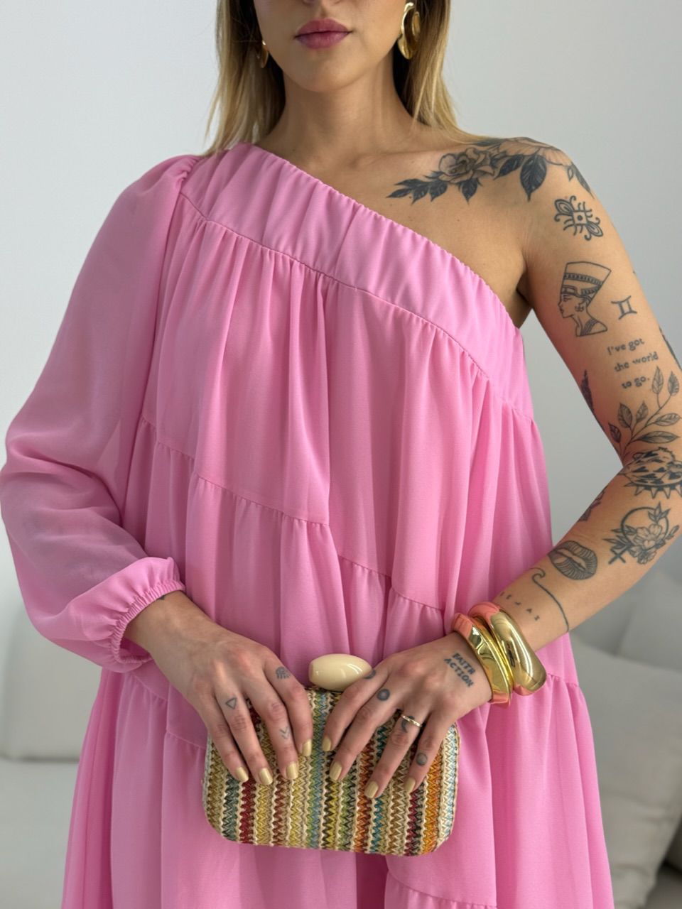 VESTIDO LOLA NULA MANGA ROSA
