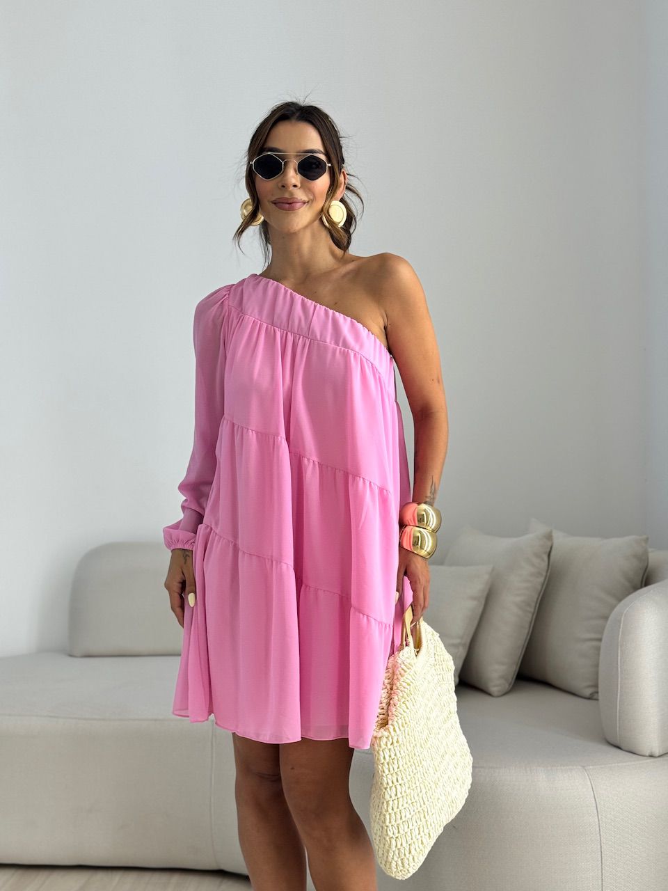 VESTIDO LOLA NULA MANGA ROSA