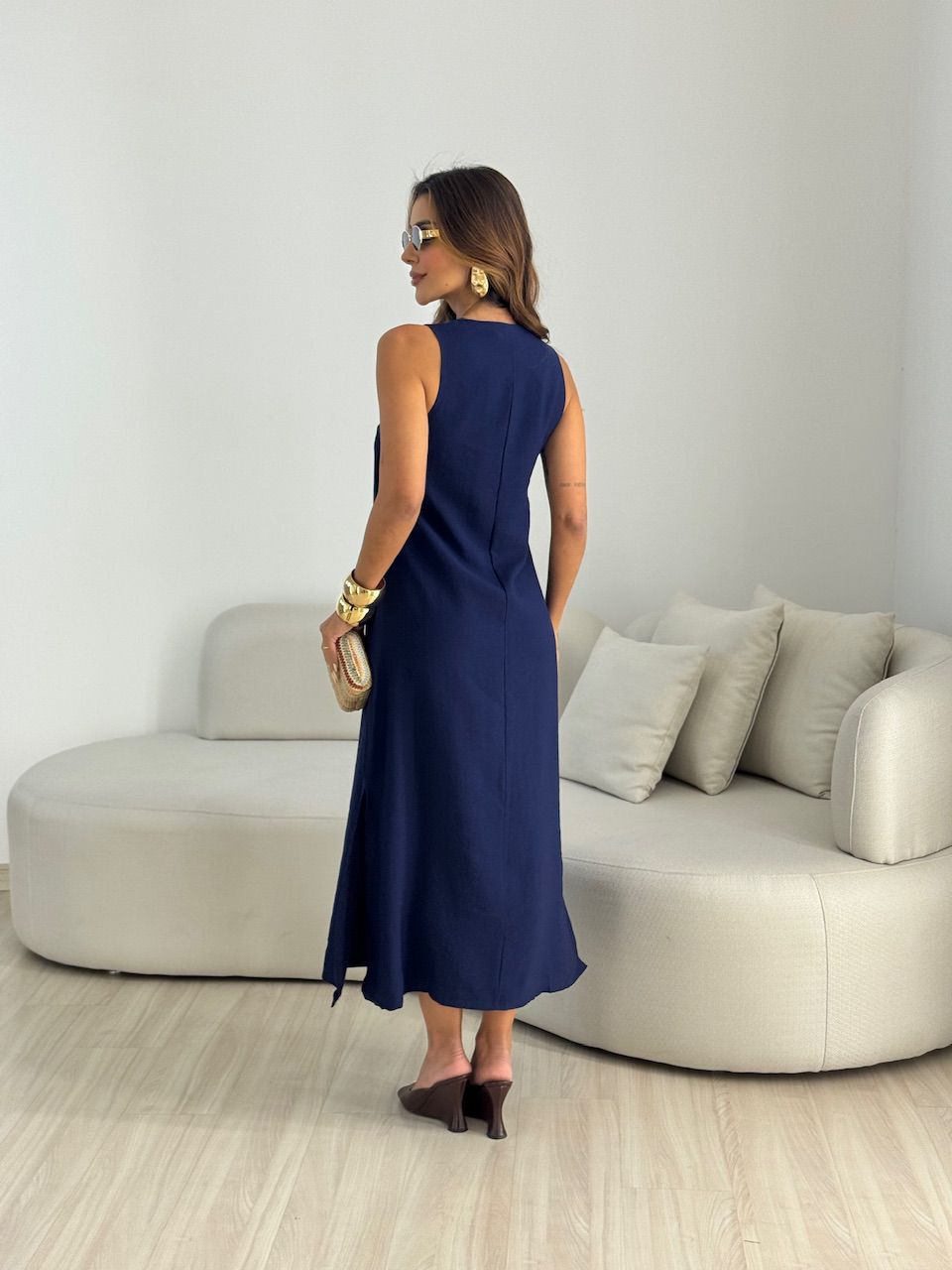 VESTIDO PATY LONGUETE MARINHO