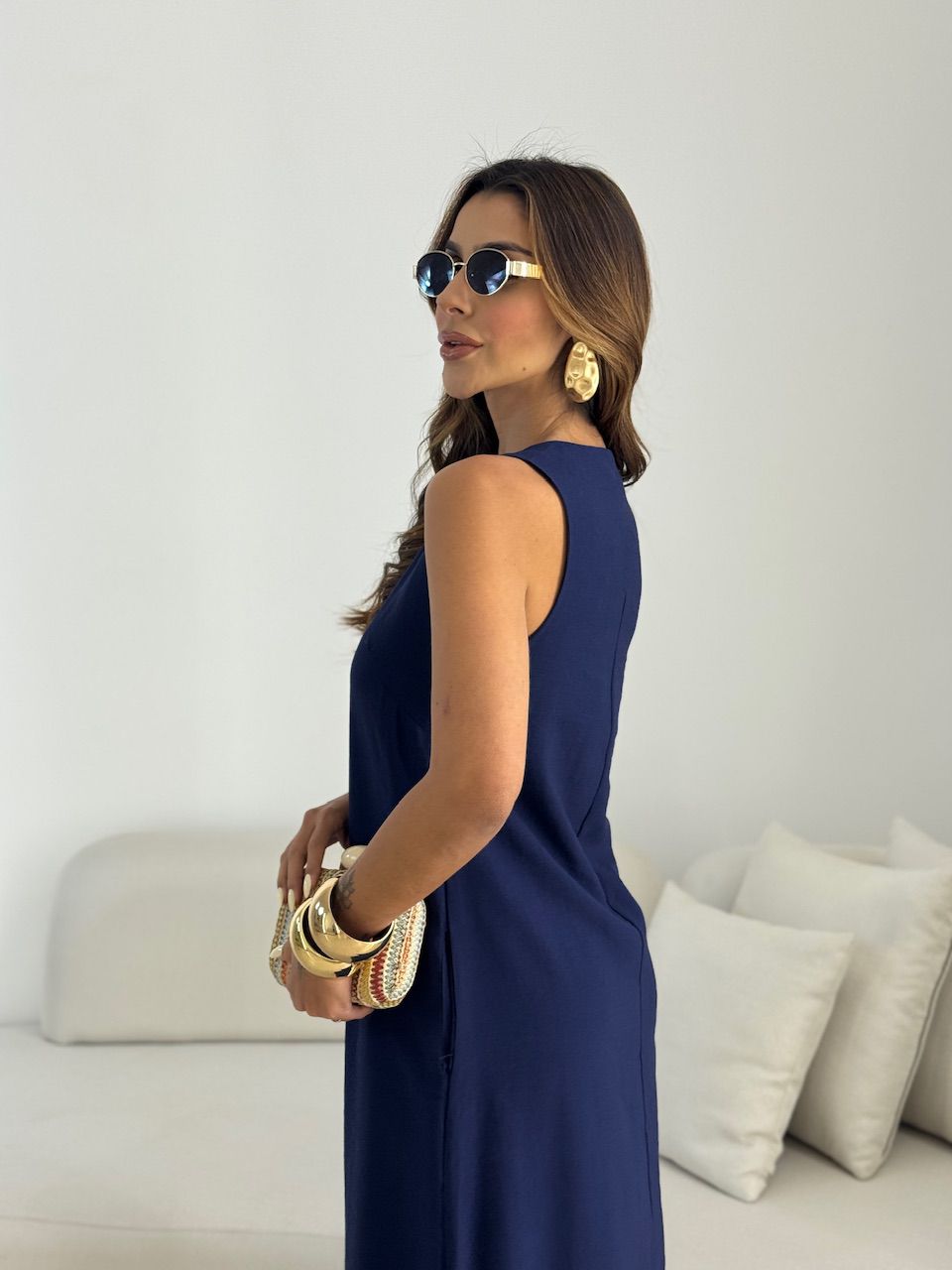 VESTIDO PATY LONGUETE MARINHO