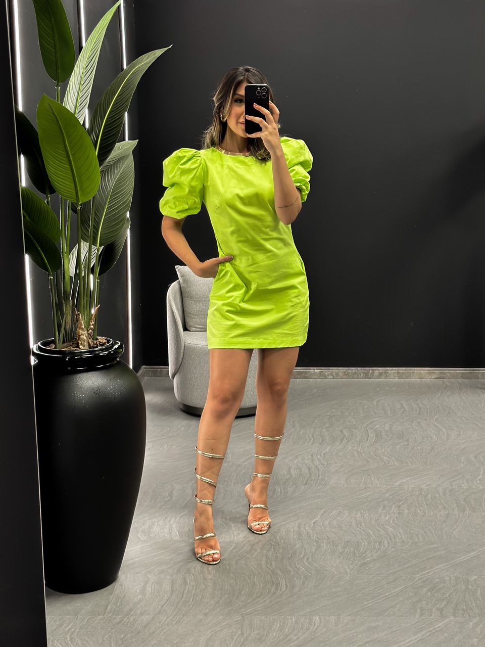 VESTIDO MARA MANGA PRINCESA VERDE