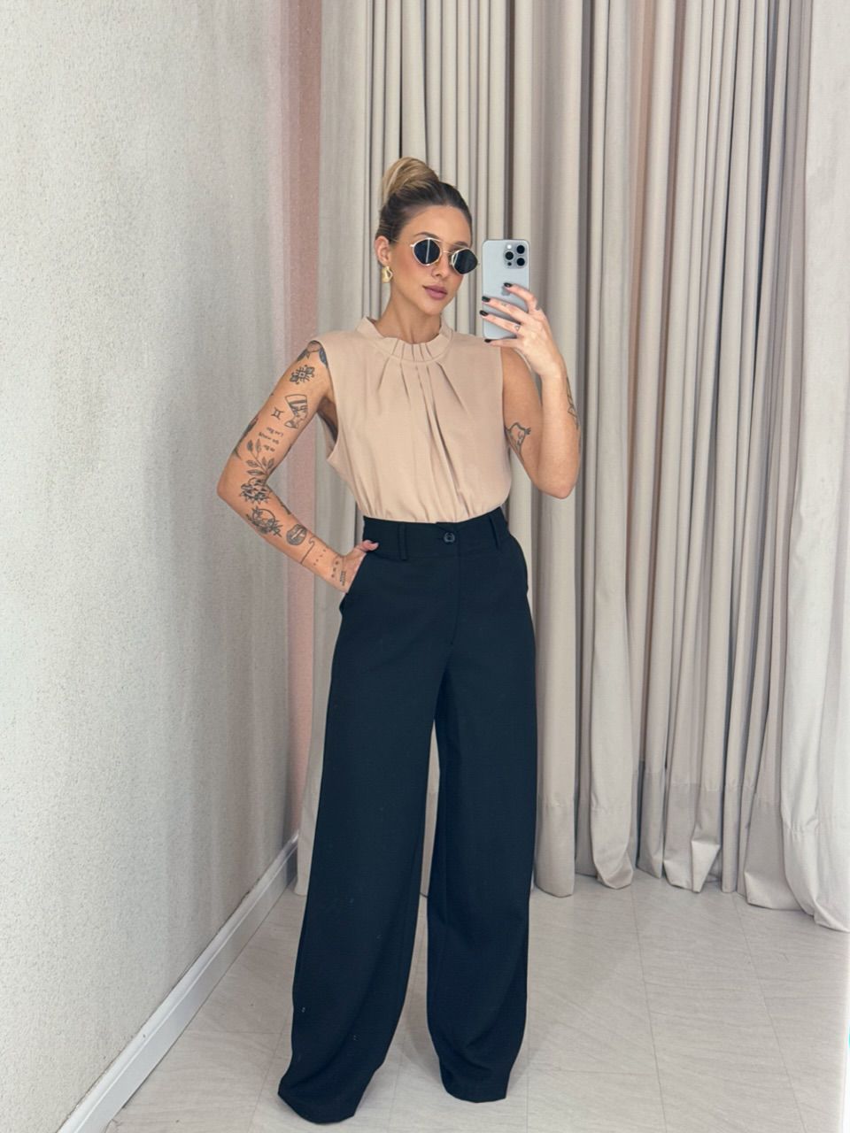 BLUSA FABRICIA CAVADA NUDE - 0060860049 - CAROLLA FERRARO