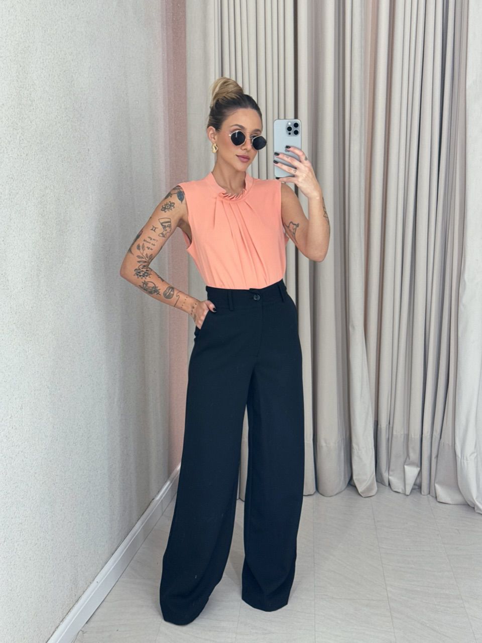BLUSA FABRICIA CAVADA SALMÃO - 0060860021 - CAROLLA FERRARO