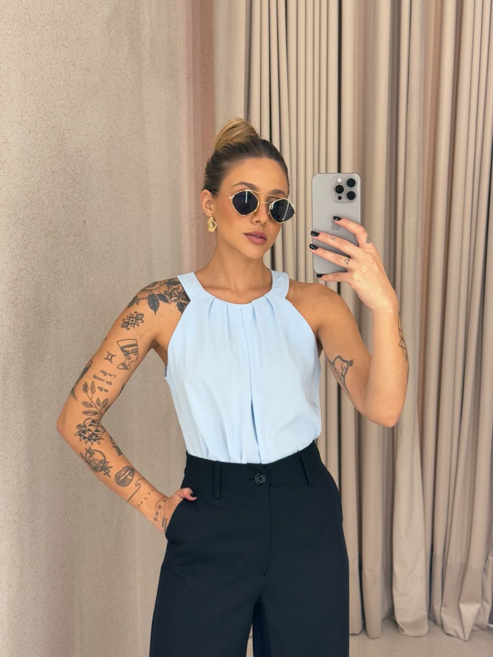 BLUSA TATIANE GOLA AZUL