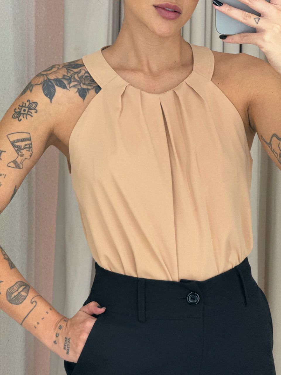 BLUSA TATIANE GOLA NUDE