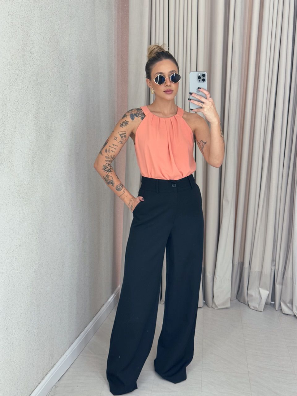 BLUSA TATIANE GOLA SALMÃO - 0060870021 - CAROLLA FERRARO