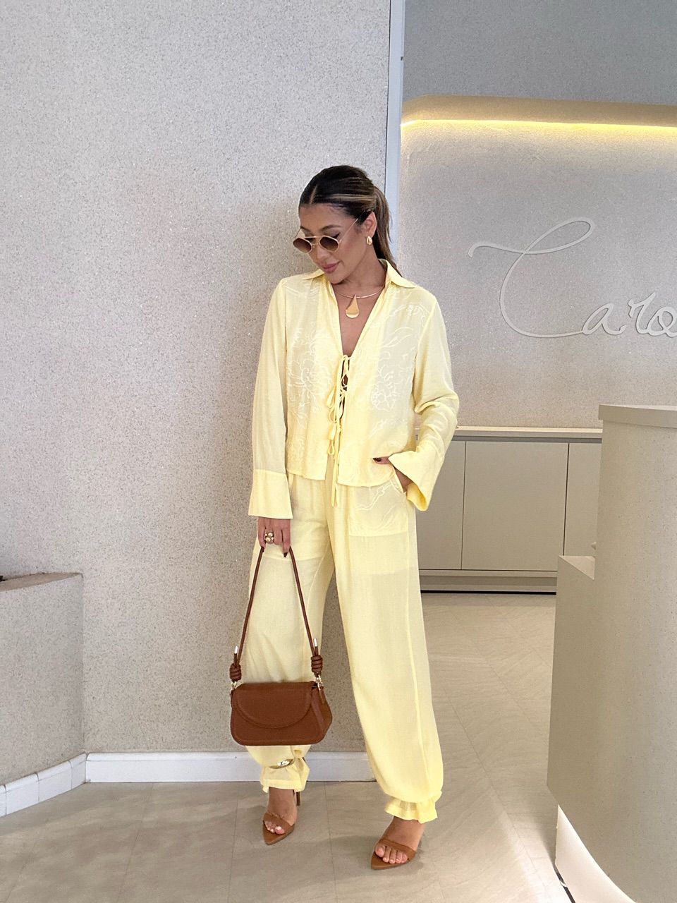 CONJUNTO AGATHA Calça Amarelo - 0060900111 - CAROLLA FERRARO