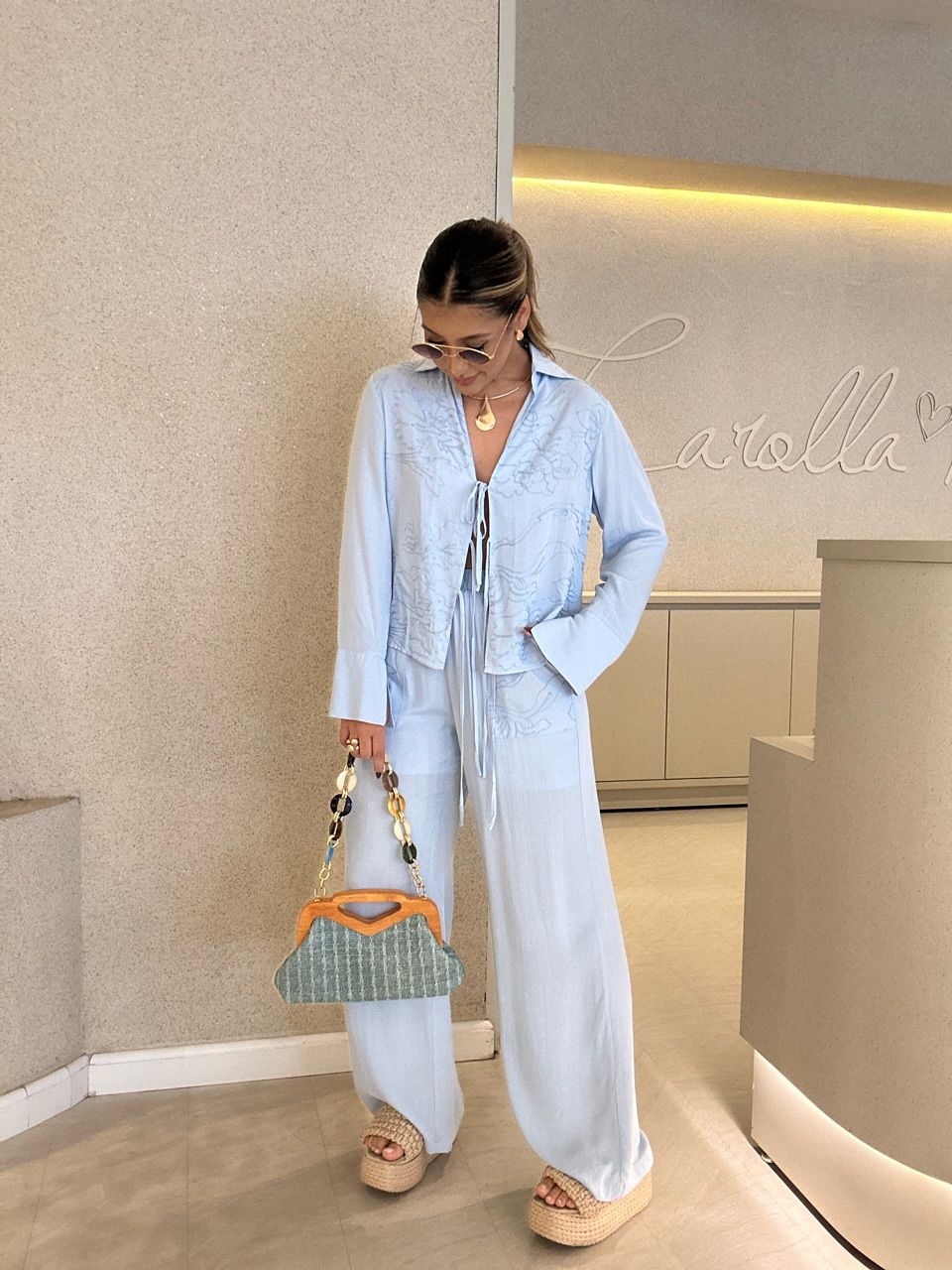 CONJUNTO AGATHA Calça azul - 0060900109 - CAROLLA FERRARO