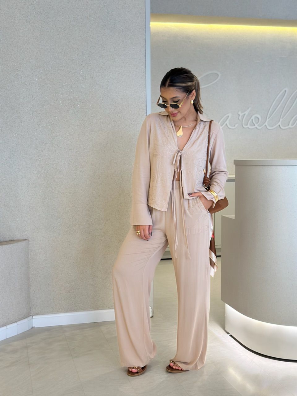 CONJUNTO AGATHA Calça Nude - 0060900049 - CAROLLA FERRARO