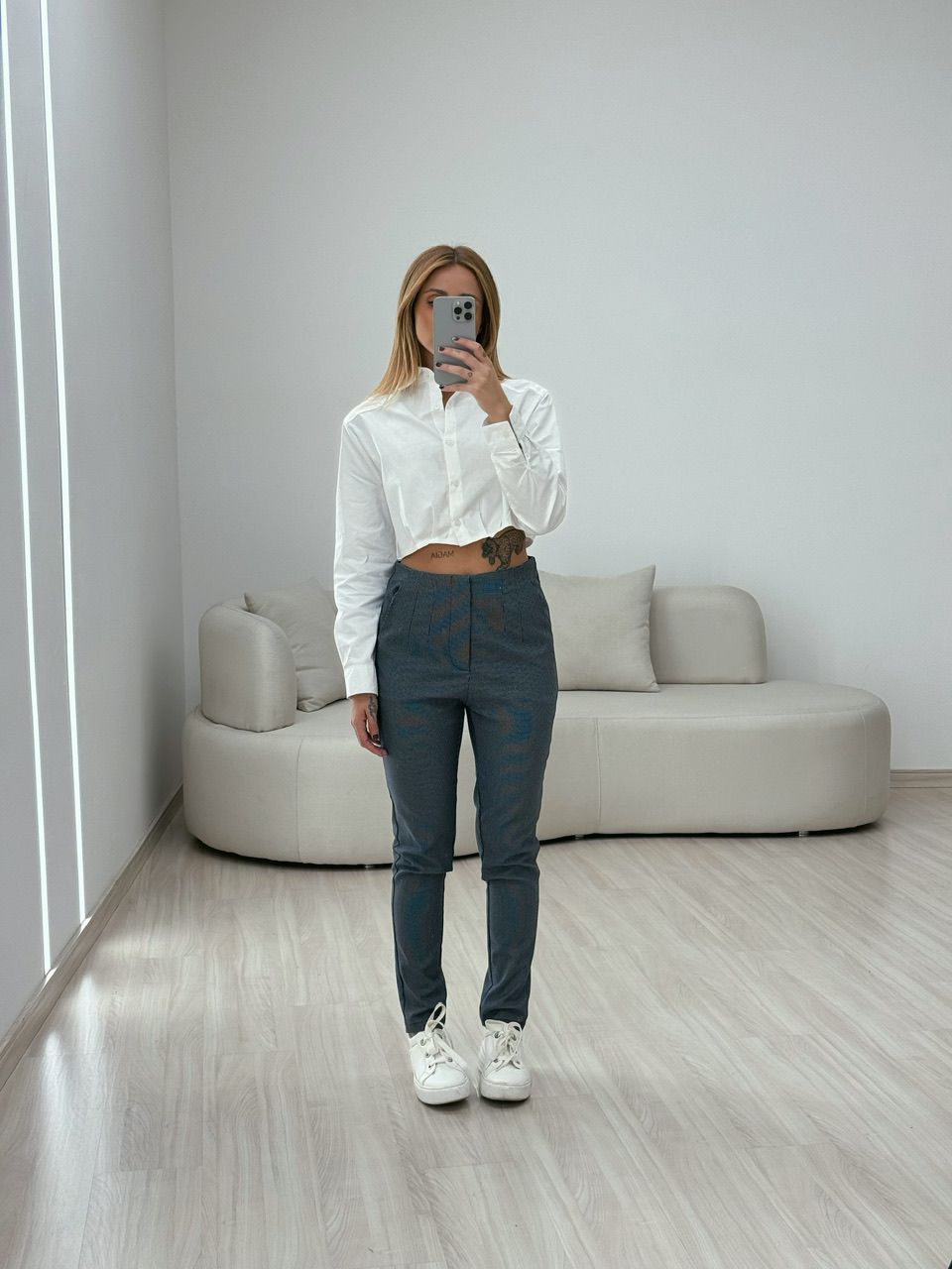 CALÇA PAULA XADREZ CINZA