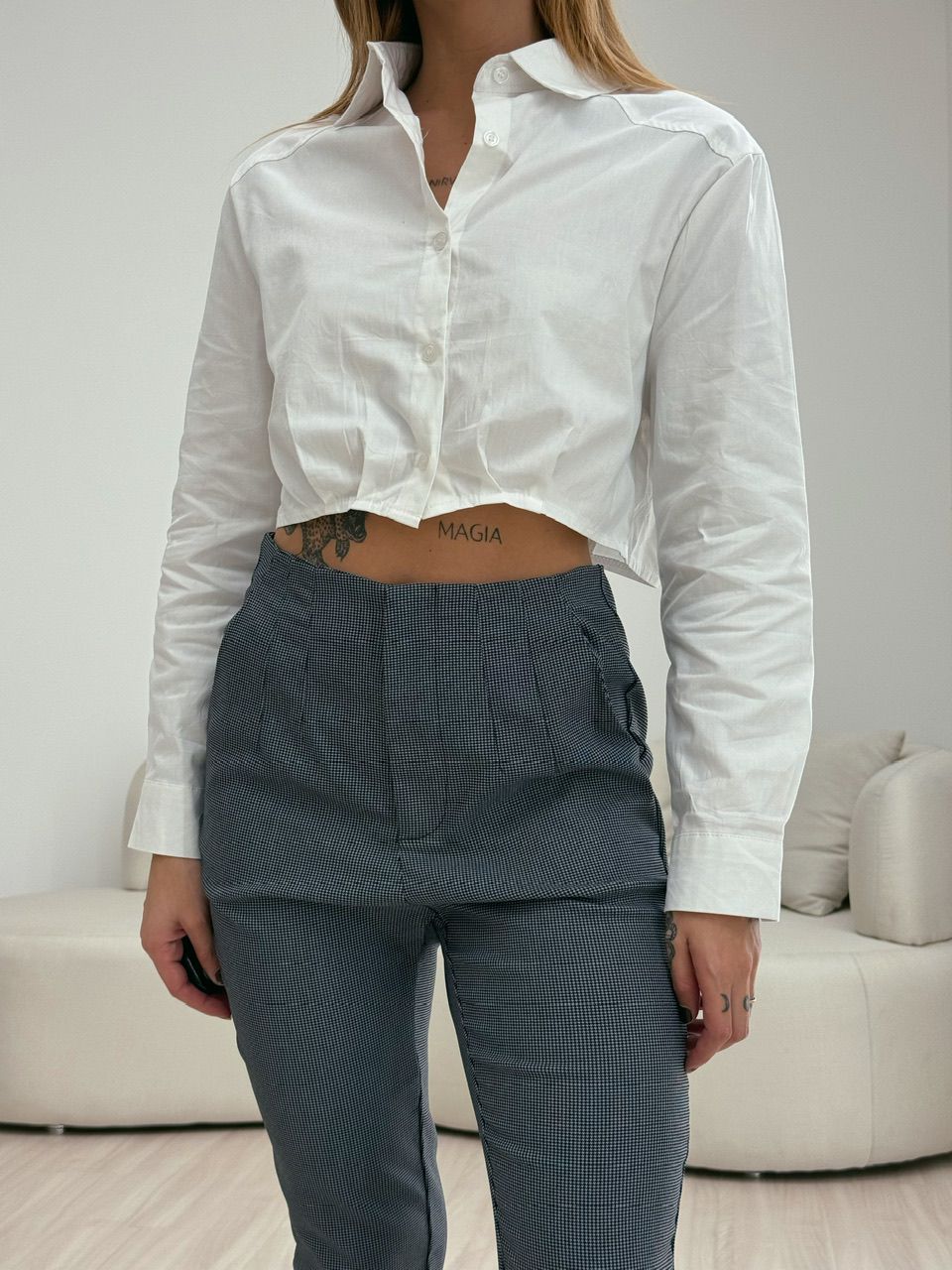 CALÇA PAULA XADREZ CINZA
