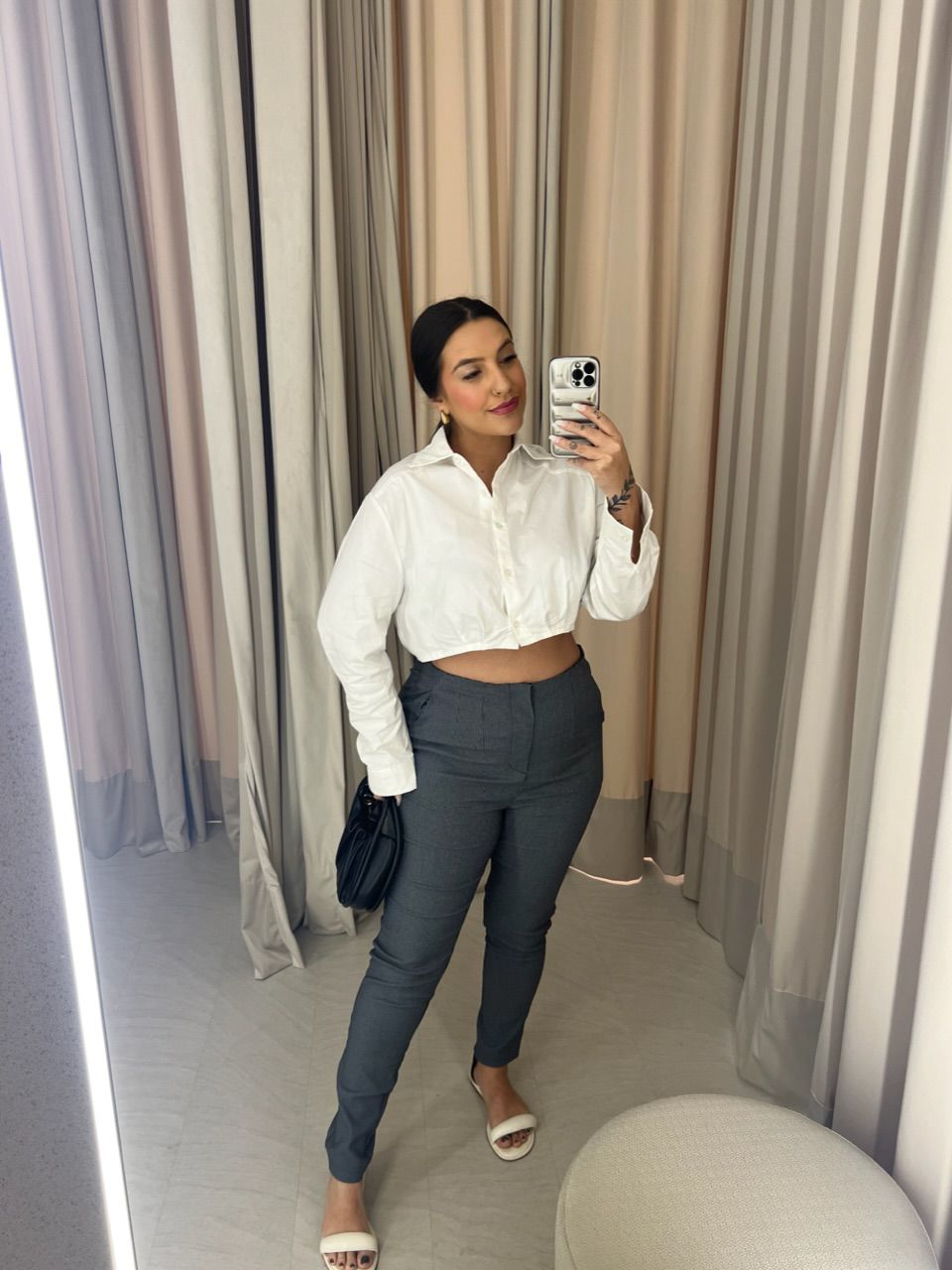 CALÇA PAULA XADREZ CINZA