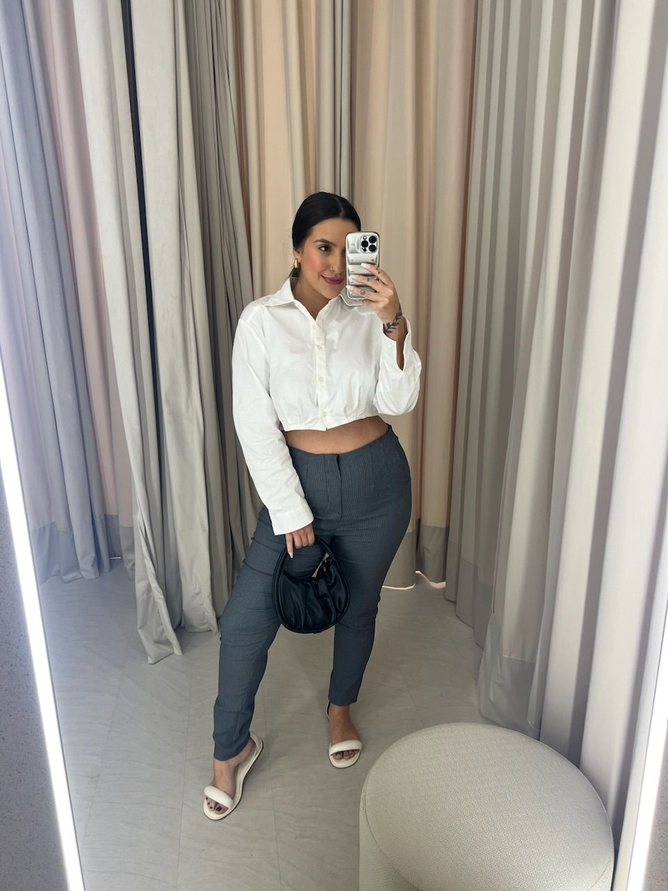 CALÇA PAULA XADREZ CINZA