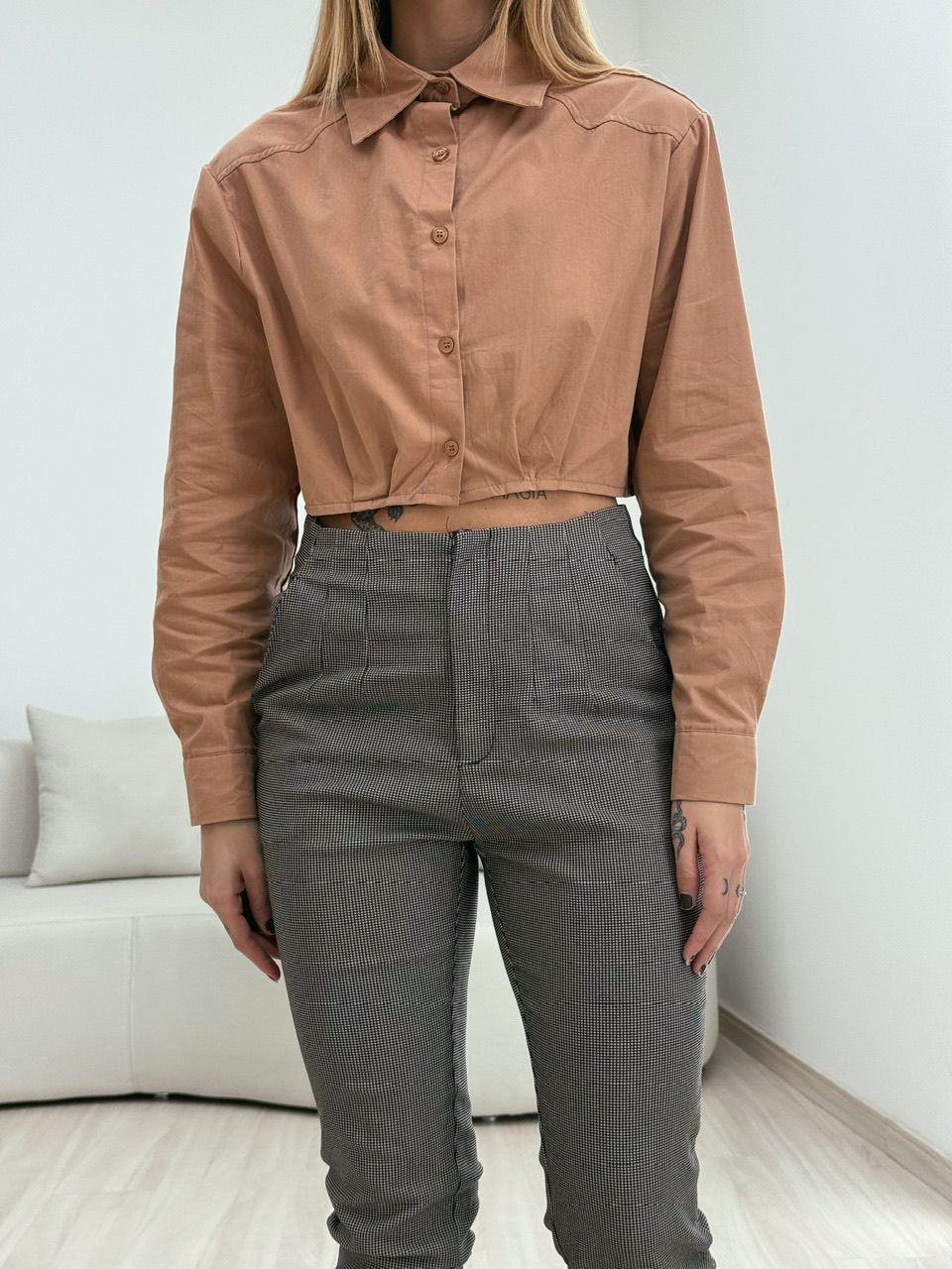 CALÇA PAULA XADREZ MARROM
