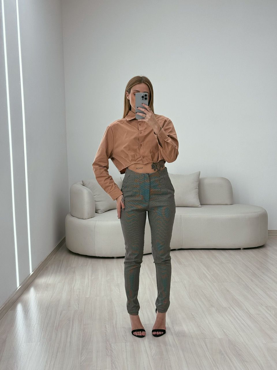 CALÇA PAULA XADREZ MARROM